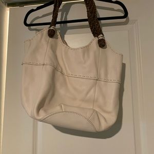 The Sak white purse with brown straps